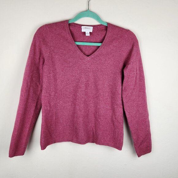 Charter Club 100% Cashmere Lightweight V-Neck Sweater Pink sz P/P Flawed - Picture 1 of 10